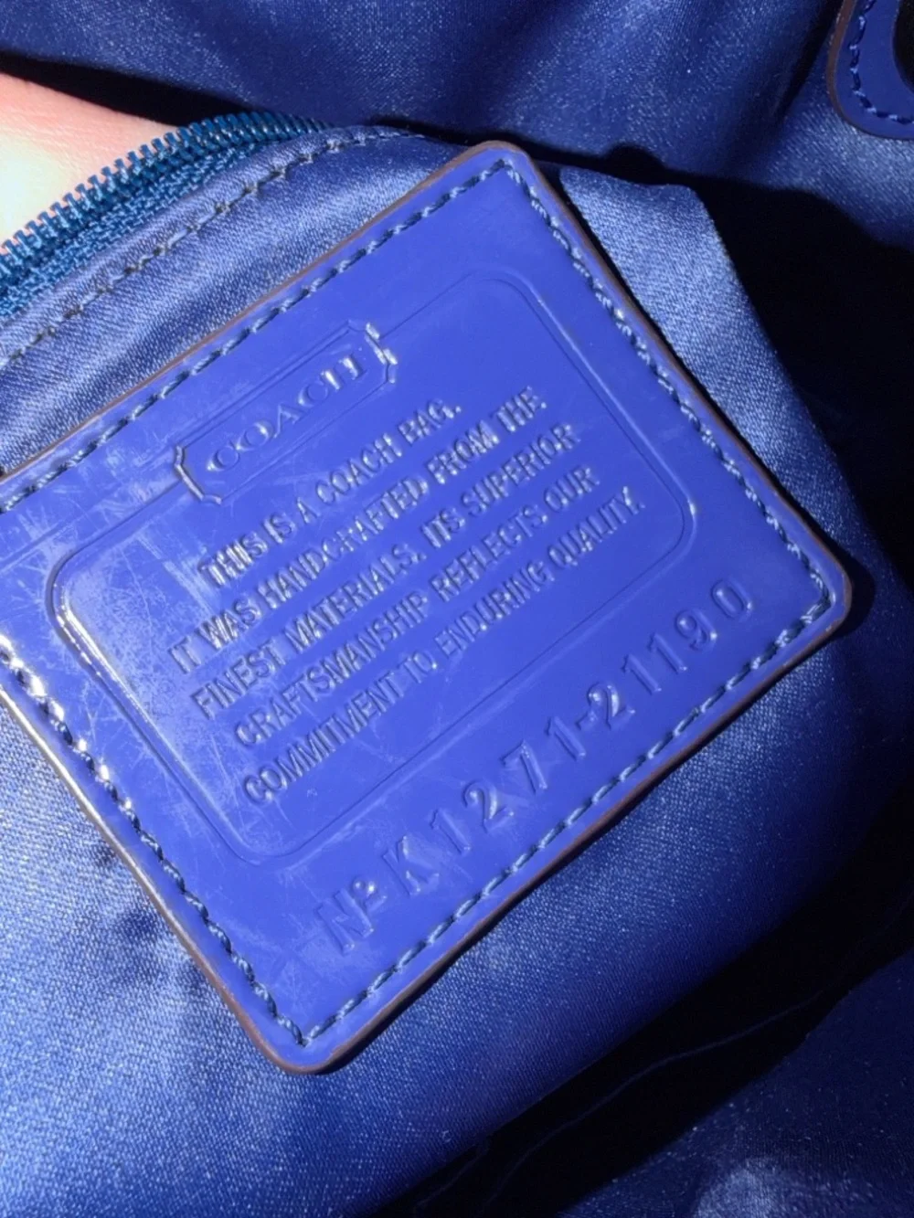 Coach Gray and Navy Shoulder Tote Silver Hardware - Picture 6 of 6